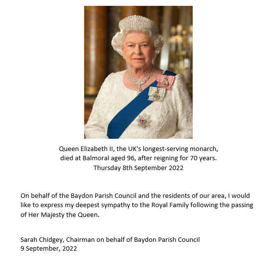 Baydon mourns the passing of Her Majesty the Queen